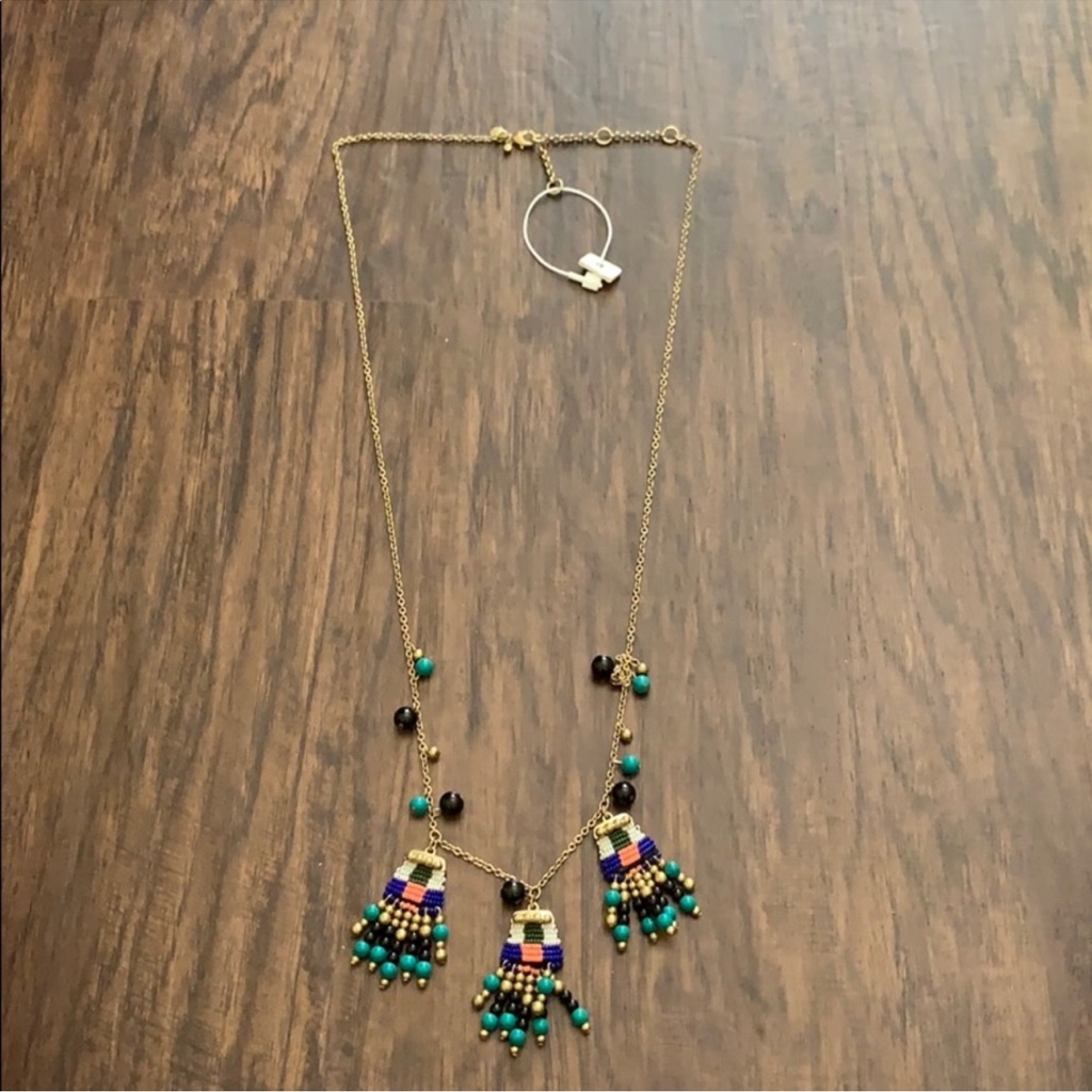 Ann Taylor Variegated Seed Bead Statement Necklace 69$